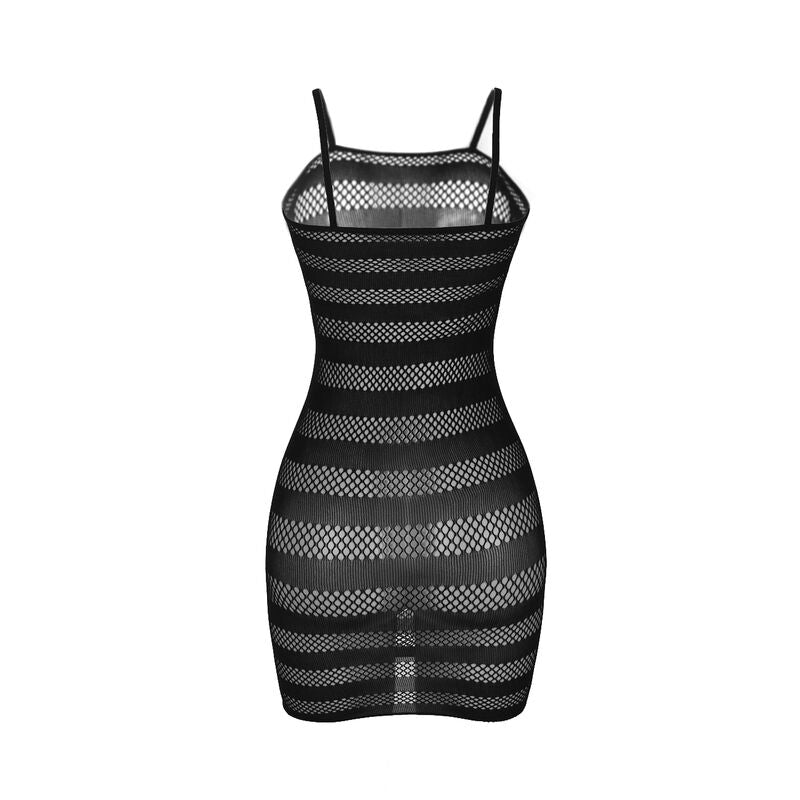 BODYSTOCKING A RETE CON STRISCE NERE, DESIGN SENSUALE E RAFFINATO, COMFORT ELASTICO
