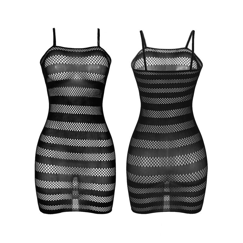 BODYSTOCKING A RETE CON STRISCE NERE, DESIGN SENSUALE E RAFFINATO, COMFORT ELASTICO