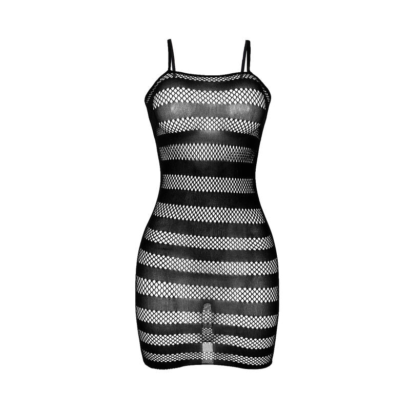BODYSTOCKING A RETE CON STRISCE NERE, DESIGN SENSUALE E RAFFINATO, COMFORT ELASTICO