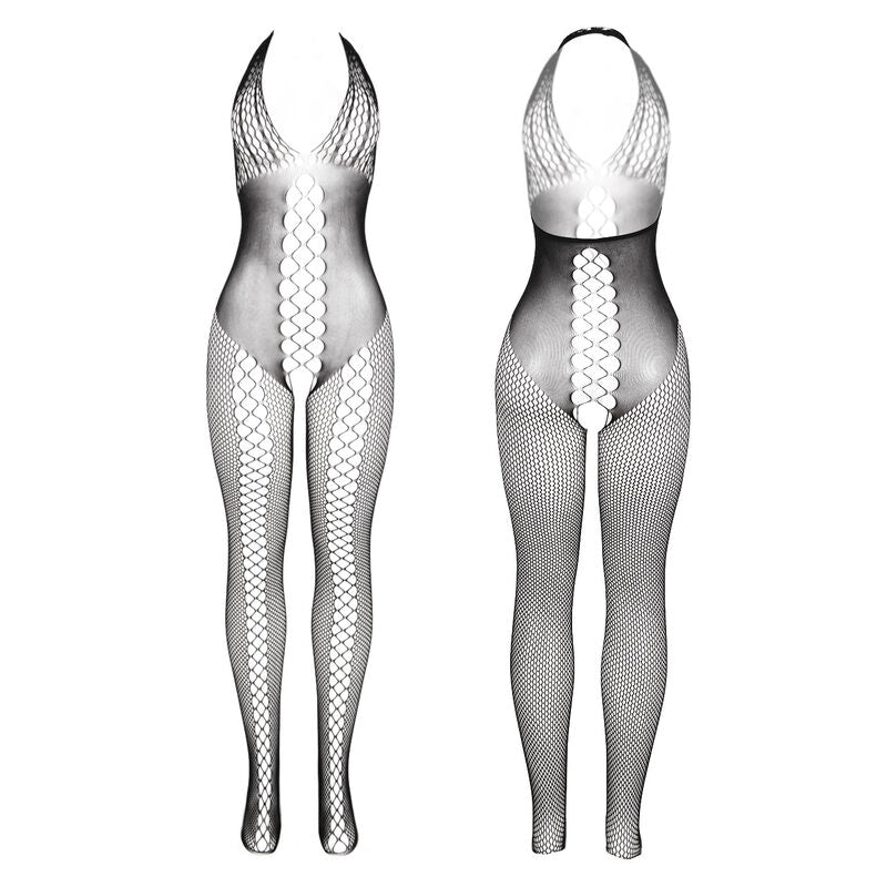 BODYSTOCKING NERO CON SCHIENA APERTA, DETTAGLI INCROCIATI, TAGLIA UNICA