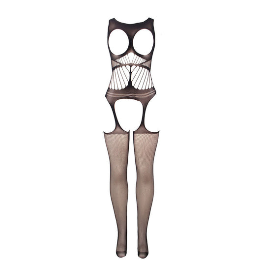 SUBBLIME - 951900 BODYSTOCKING A RETE APERTO CON COPPA E SPALLE APERTE NERO TAGLIA UNICA