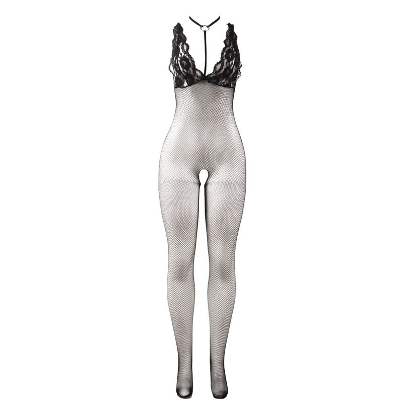 BODYSTOCKING A RETE TRASPARENTE CROTCHLESS, NERO, ELASTICO E SENSUALE
