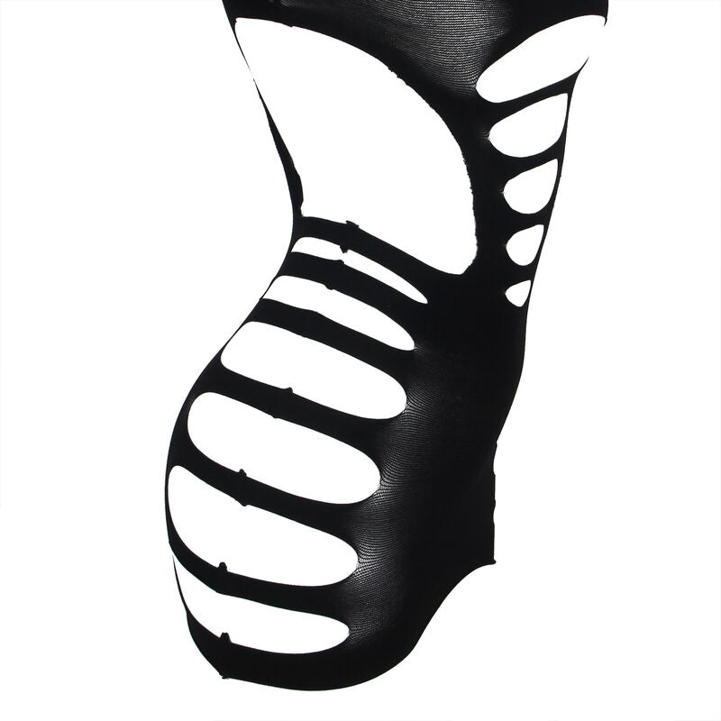 ABITO RETE ELASTICA MANICHE LUNGHE, DESIGN SEXY, NERO