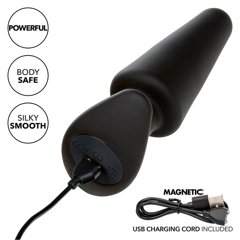 CALEXOTICS - ROCK BOTTOM PLUG ANALE CONICO 10 VIBRAZIONI IN SILICONE NERO
