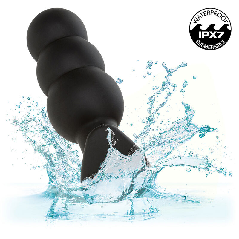 CALEXOTICS - ROCK BOTTOM PLUG ANALE CON PERLINE 10 VIBRAZIONI SILICONE NERO