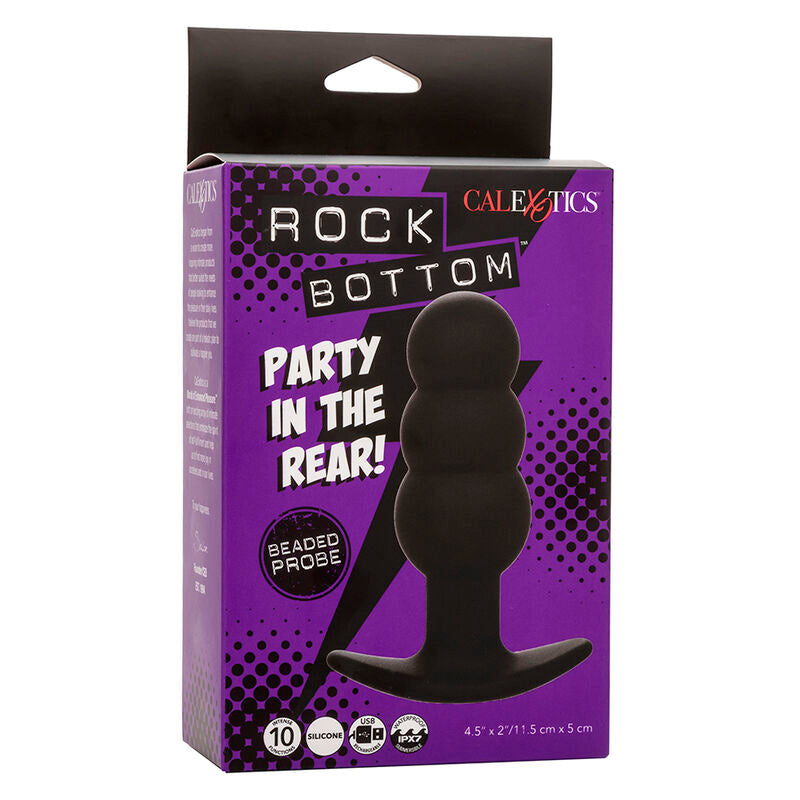 CALEXOTICS - ROCK BOTTOM PLUG ANALE CON PERLINE 10 VIBRAZIONI SILICONE NERO