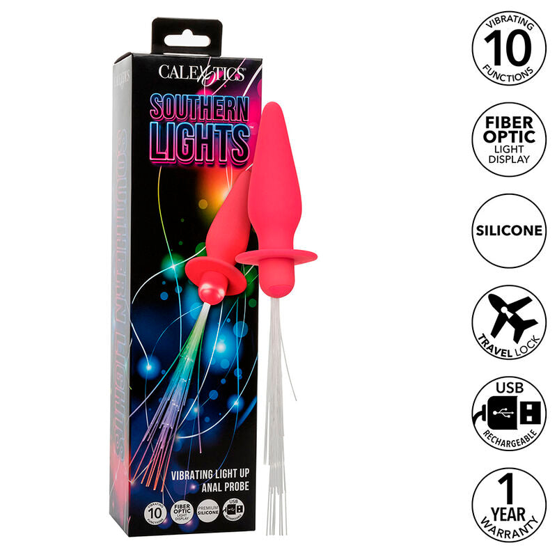 PLUG ANALE LUMINOSO 10 VIBRAZIONI IN SILICONE SOUTHERN LIGHTS ROSA