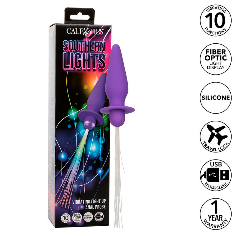 CALEXOTICS - SOUTHERN LIGHTS PLUG ANALE ILLUMINANTE 10 VIBRAZIONI SILICONE VIOLA