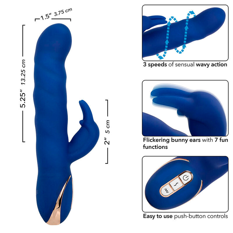 CALEXOTICS - JACK RABBIT  WAVE MOTION VIBRATORE CON RABBIT BLU