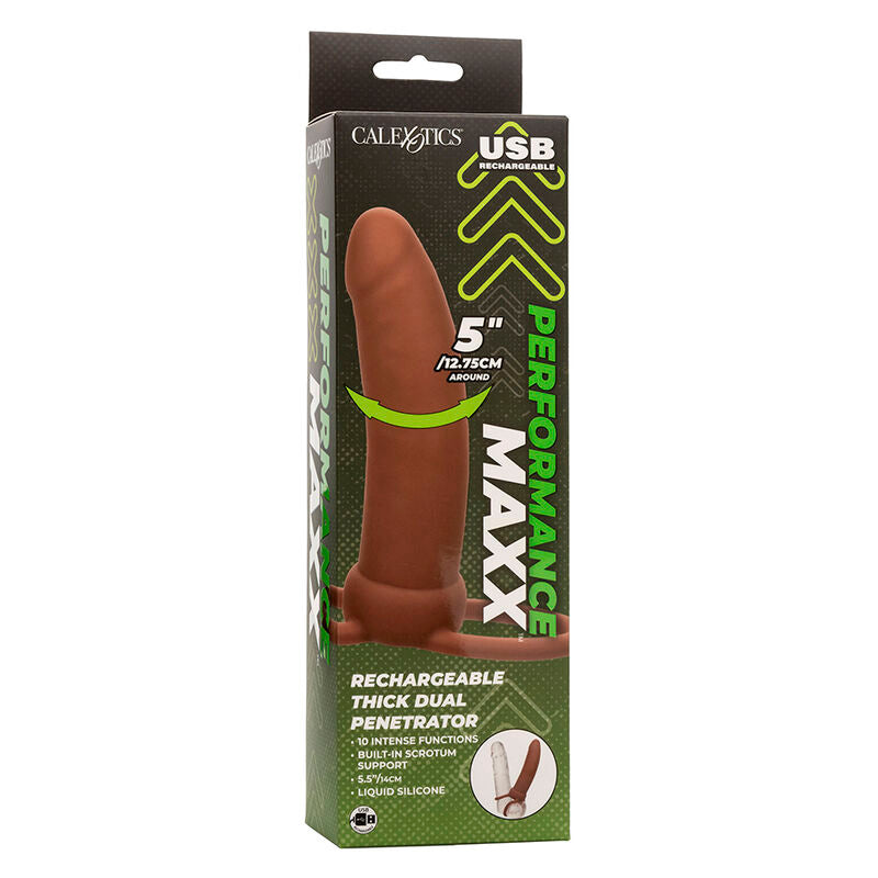 CALEXOTICS - MAXX THICK DUAL PENETRATOR PROLUNGA  10 VIBRAZIONI MARRONE