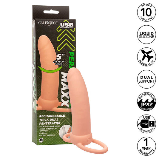 CALEXOTICS - MAXX THICK DUAL PENETRATOR PROLUNGA  10 VIBRAZIONI NUDE