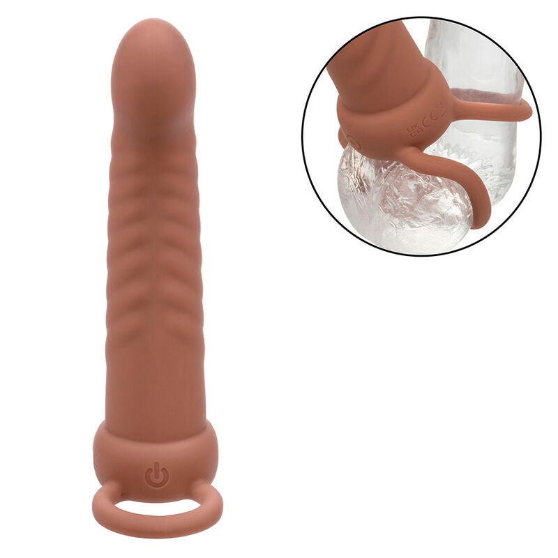 CALEXOTICS - MAXX RIBBED DOPPIA PROLUNGA 10 VIBRAZIONI MULATTO