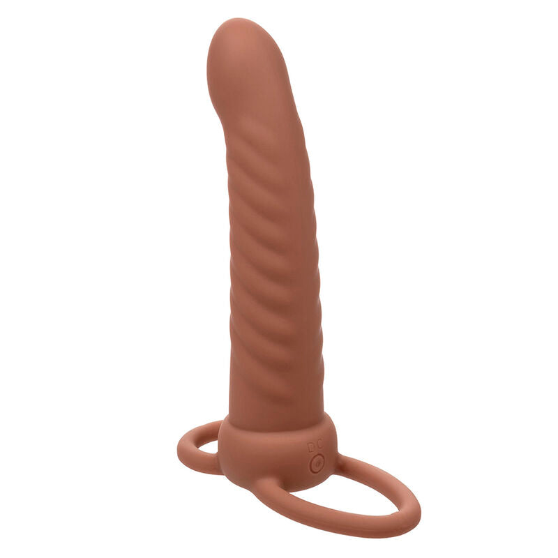 CALEXOTICS - MAXX RIBBED DOPPIA PROLUNGA 10 VIBRAZIONI MULATTO