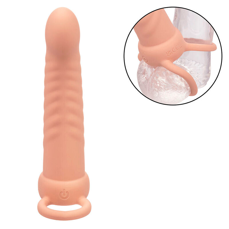 CALEXOTICS - MAXX RIBBED DOPPIA PROLUNGA 10 VIBRAZIONI NUDE