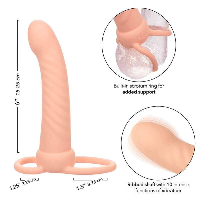 CALEXOTICS - MAXX RIBBED DOPPIA PROLUNGA 10 VIBRAZIONI NUDE