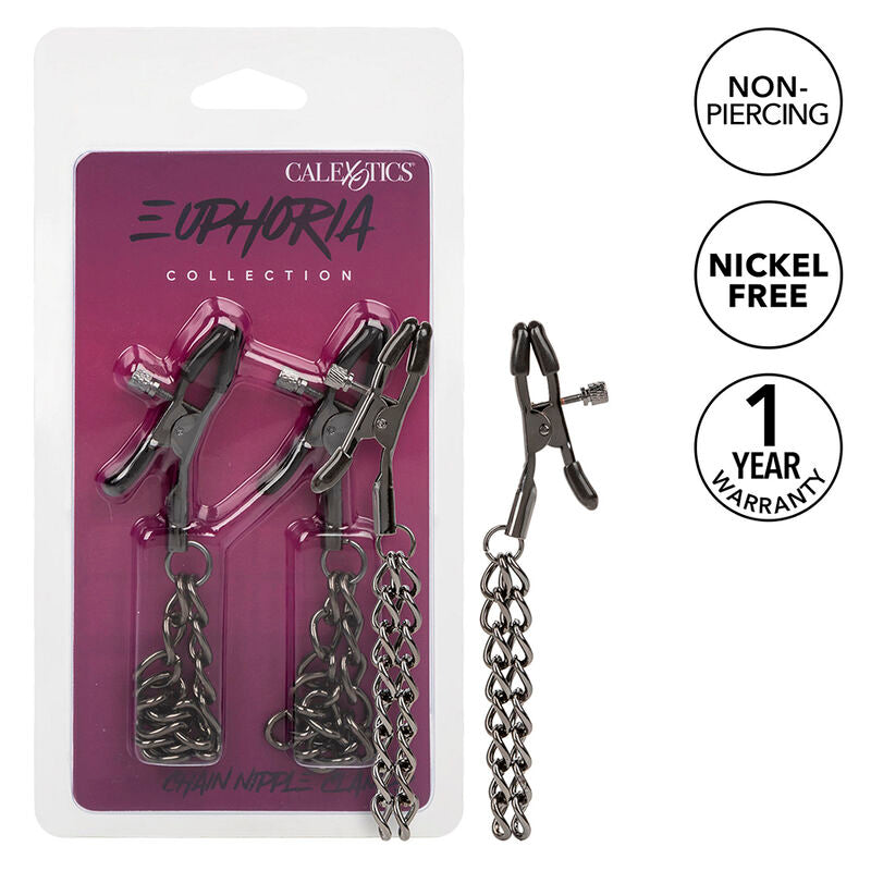 CALEXOTICS - EUPHORIA  MORSETTI PER CAPEZZOLI CON CATENA 14,5 CM