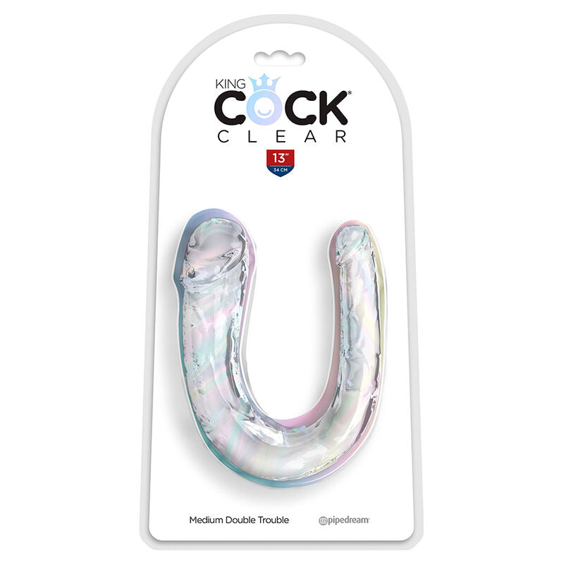 KING COCK - DOUBLE TROUBLE DILDO DOPPIO 33 CM TRASPARENTE