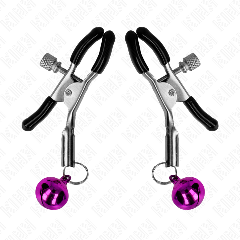 KINK - MORSETTI PER CAPEZZOLI CON CAMPANELLINA SINGOLA VIOLA 6 CM