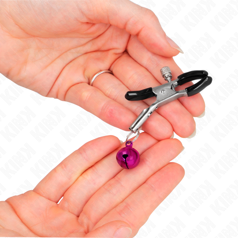 KINK - MORSETTI PER CAPEZZOLI CON CAMPANELLINA SINGOLA VIOLA 6 CM