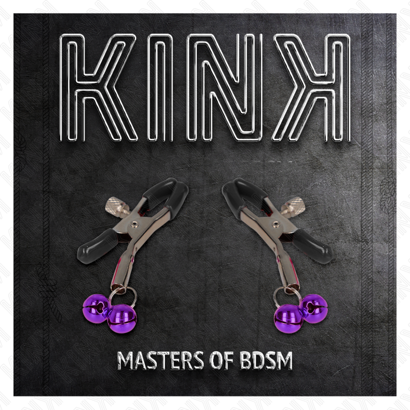 KINK - MORSETTI PER CAPEZZOLI CON DOPPIA CAMPANELLA VIOLA 6 CM