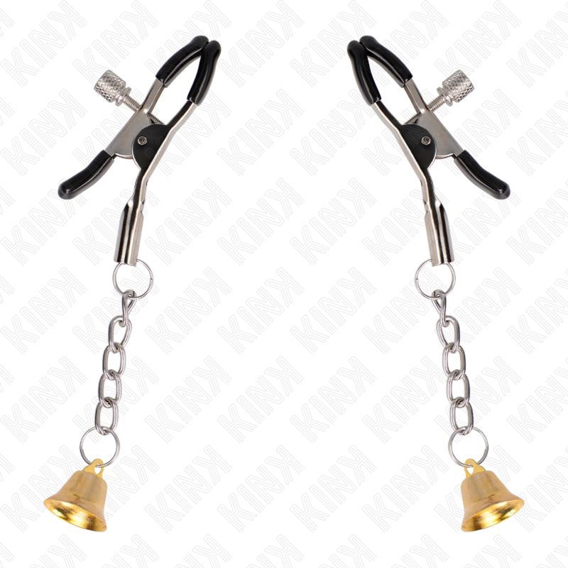 KINK - MORSETTI PER CAPEZZOLI CON CAMPANELLA COLOR ORO 6 CM