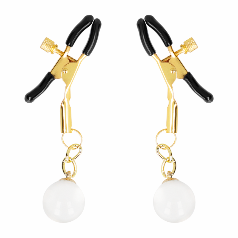 KINK - MORSETTI PER CAPEZZOLI CON PERLINE DI VETRO COLOR ORO 6 CM