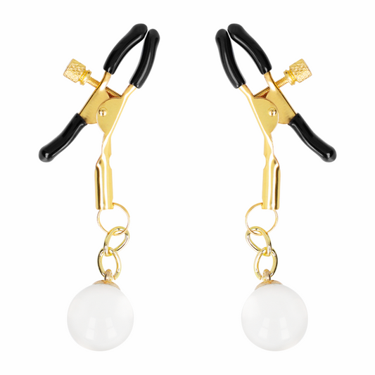 KINK - GLASS BEAD NIPPLE CLAMPS GOLD 6 CM