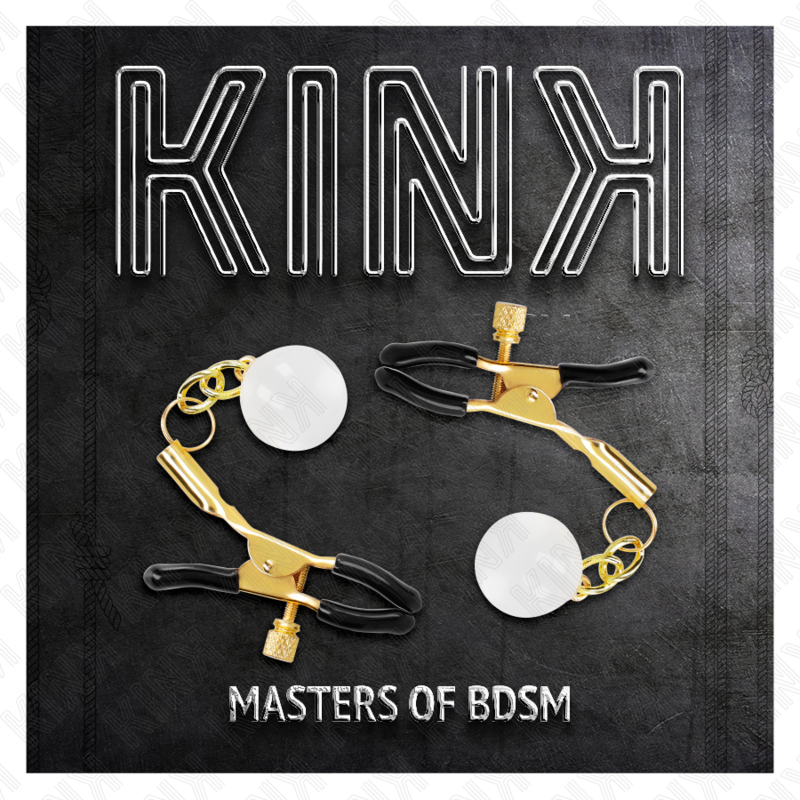 KINK - MORSETTI PER CAPEZZOLI CON PERLINE DI VETRO COLOR ORO 6 CM
