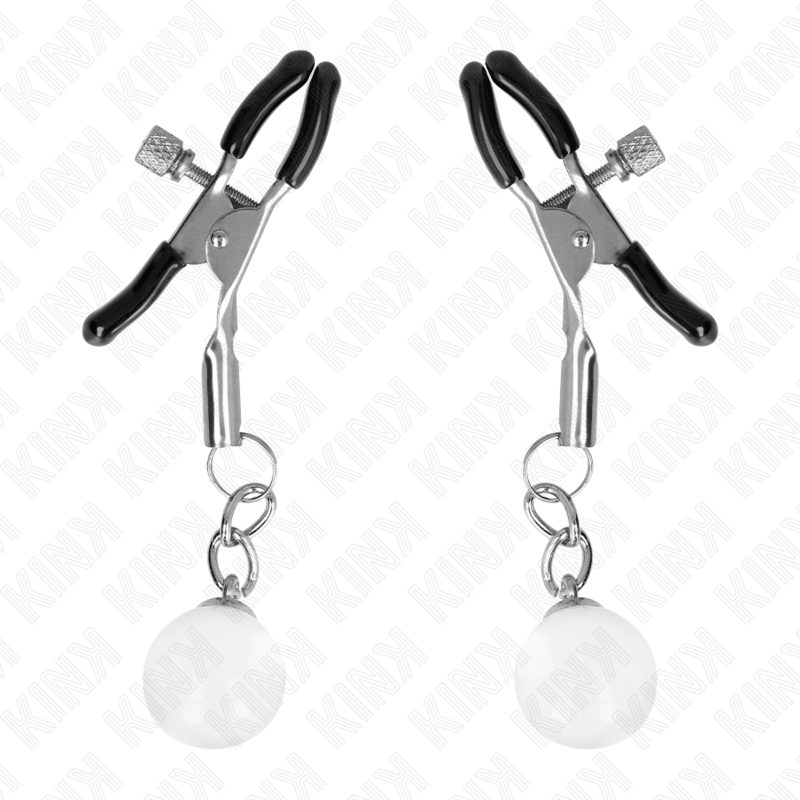 KINK - MORSETTI PER CAPEZZOLI CON PERLINE DI VETRO COLOR ARGENTO 6 CM
