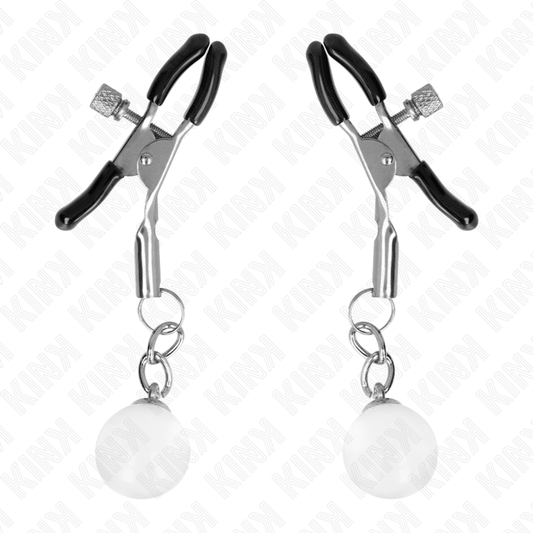 KINK - MORSETTI PER CAPEZZOLI CON PERLINE DI VETRO COLOR ARGENTO 6 CM