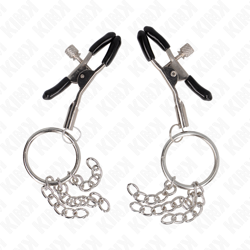 KINK - MORSETTI PER CAPEZZOLI CON ANELLO E CATENINA ARGENTO 6 CM