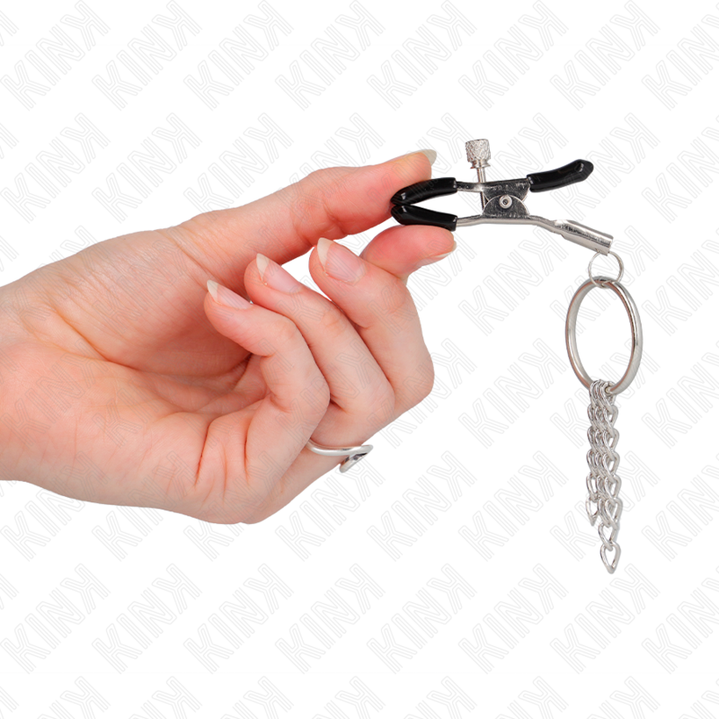 KINK - MORSETTI PER CAPEZZOLI CON ANELLO E CATENINA ARGENTO 6 CM