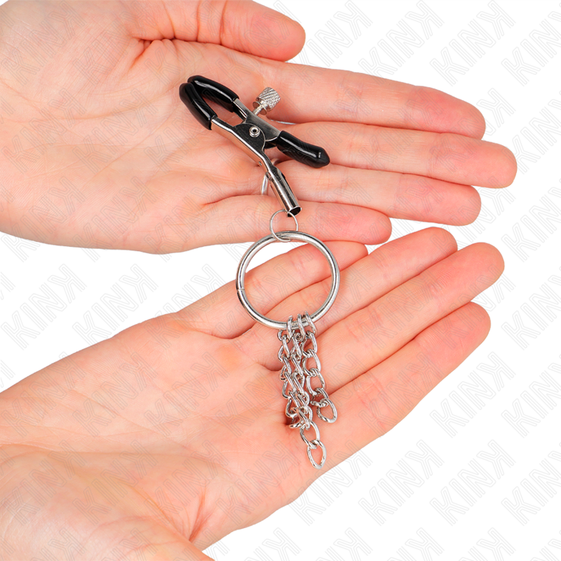 KINK - MORSETTI PER CAPEZZOLI CON ANELLO E CATENINA ARGENTO 6 CM