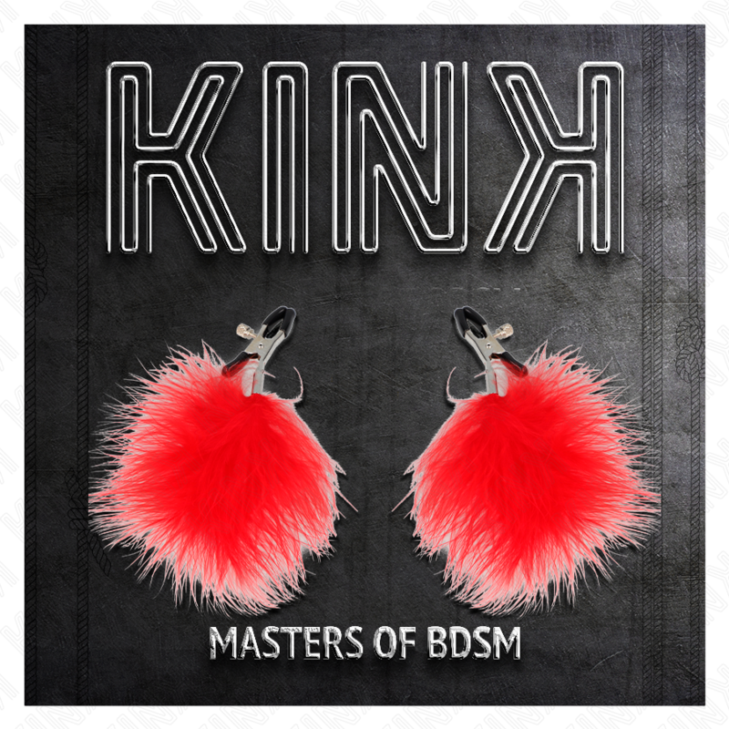 KINK - MORSETTI PER CAPEZZOLI CON PIUME ROSSE 7 CM