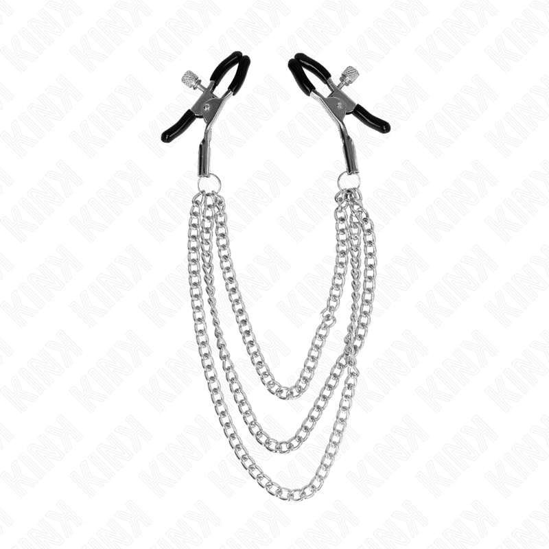 KINK - MORSETTI PER CAPEZZOLI CON 3 CATENE COLOR ARGENTO 20/23/28 CM