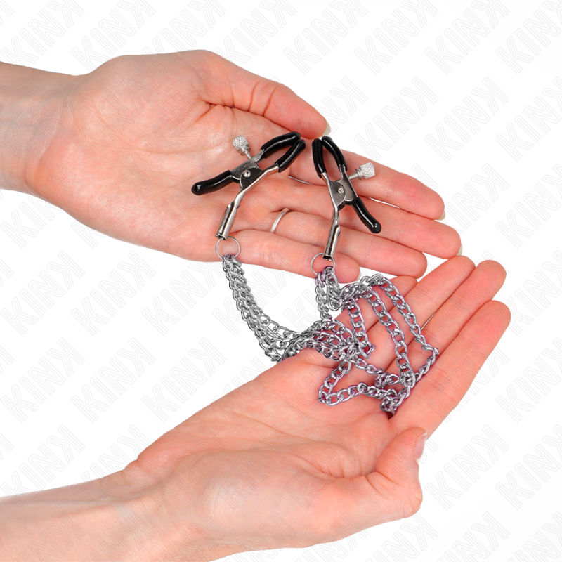 KINK - MORSETTI PER CAPEZZOLI CON 3 CATENE COLOR ARGENTO 20/23/28 CM