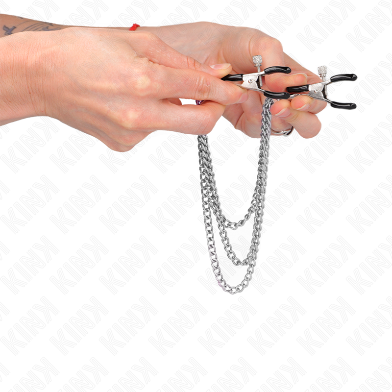 KINK - MORSETTI PER CAPEZZOLI CON 3 CATENE COLOR ARGENTO 20/23/28 CM