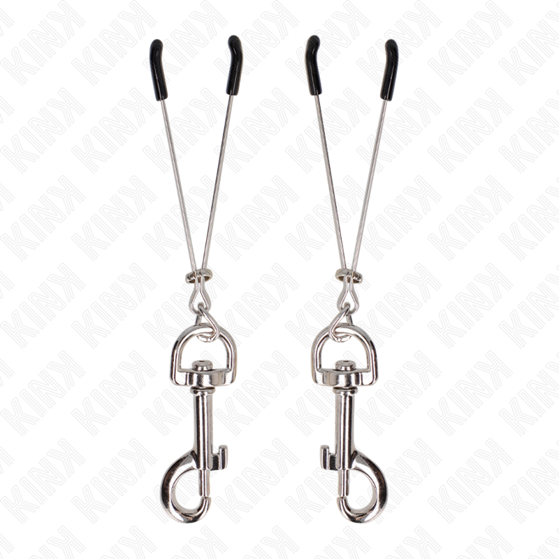 KINK - MORSETTI PER CAPEZZOLI CON GANCIO SOTTILE COLOR ARGENTO 7 CM