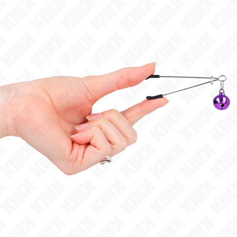 KINK - MORSETTI PER CAPEZZOLI CON CAMPANELLA SOTTILE VIOLA 7 CM