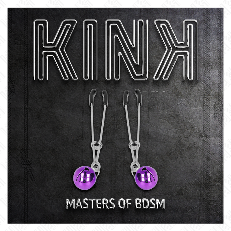 KINK - MORSETTI PER CAPEZZOLI CON CAMPANELLA SOTTILE VIOLA 7 CM