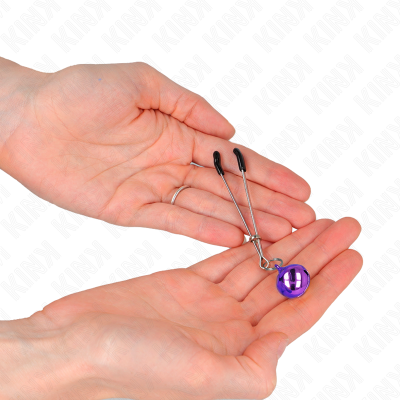 KINK - MORSETTI PER CAPEZZOLI CON CAMPANELLA SOTTILE VIOLA 7 CM