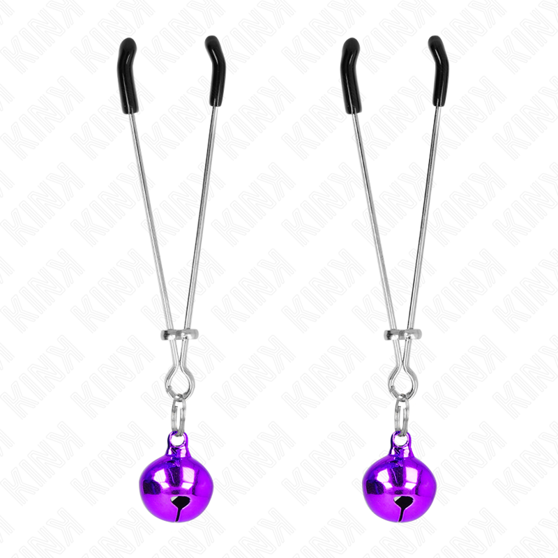 KINK - MORSETTI PER CAPEZZOLI CON CAMPANELLA SOTTILE VIOLA 7 CM