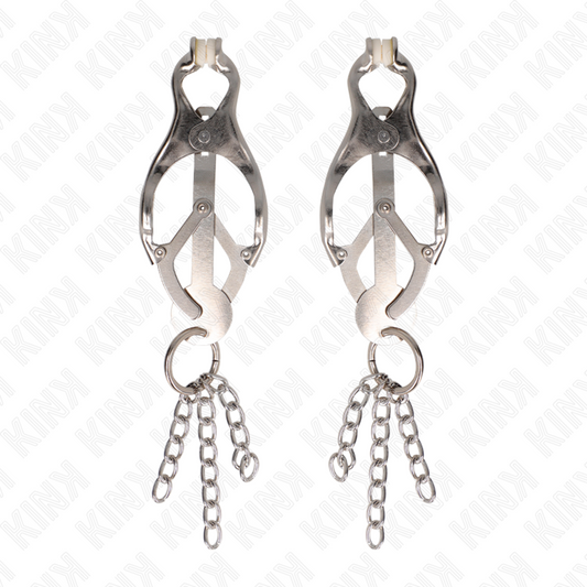 KINK - MORSETTI PER CAPEZZOLI A TRIFOGLIO GIAPPONESE CON CATENELLE COLOR ARGENTO