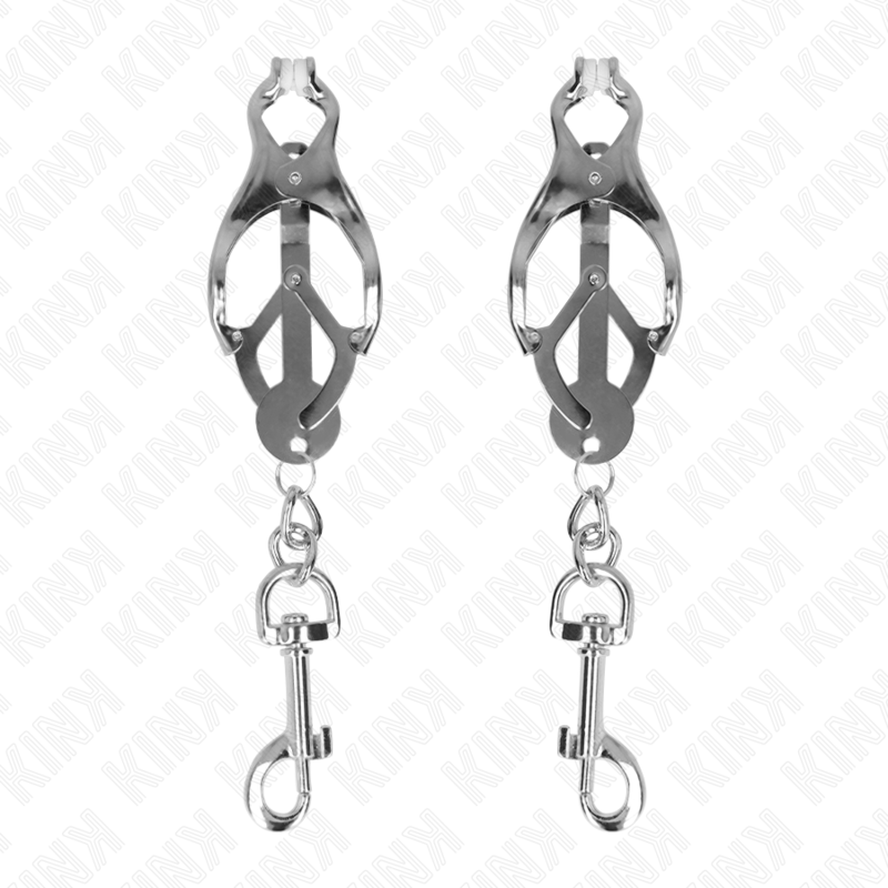 KINK - MORSETTI PER CAPEZZOLI A TRIFOGLIO GIAPPONESE CON GANCI COLOR ARGENTO