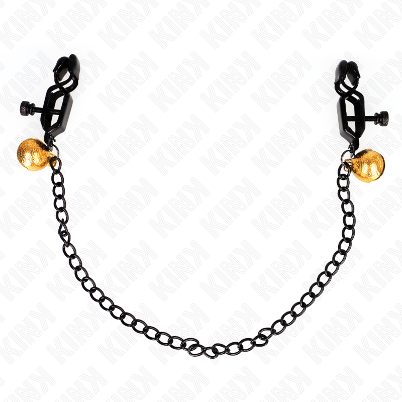 KINK - MORSETTI PER CAPEZZOLI A CATENA PIATTA E CAMPANELLA  30 CM