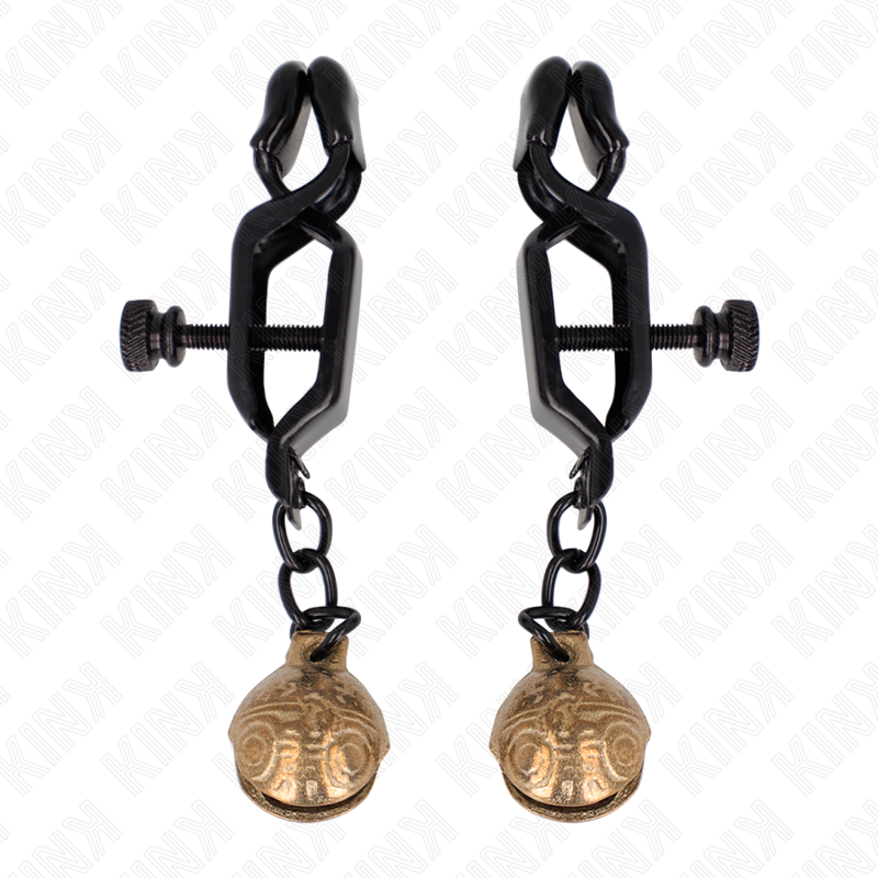 KINK - MORSETTI PER CAPEZZOLI CON NERI CAMPANELLA 7 CM