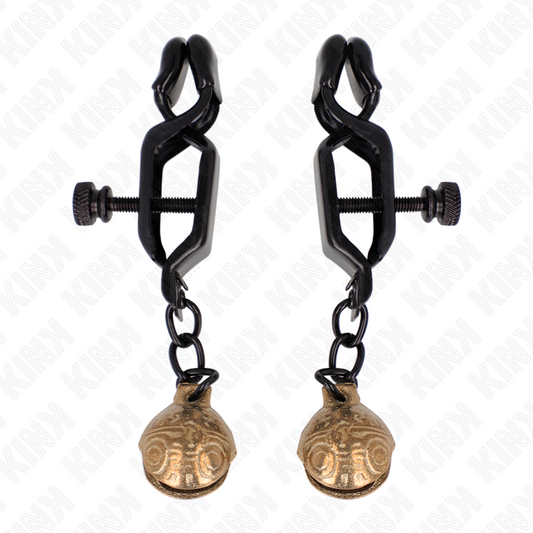 KINK - MORSETTI PER CAPEZZOLI CON NERI CAMPANELLA 7 CM