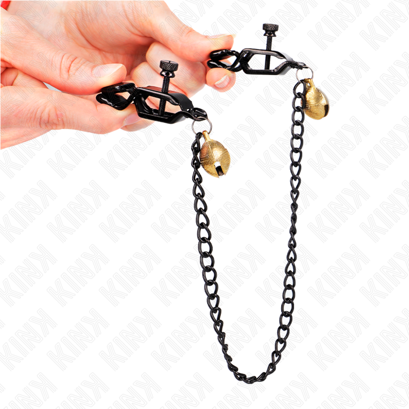 KINK - MORSETTI PER CAPEZZOLI A CATENA PIATTA E CAMPANELLA  30 CM