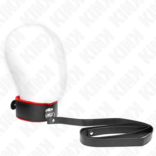 KINK - COLLARE CON GIUNZAGLIO 116 CM CON CINTURINO IN PELLE ROSSA REGOLABILE 40-48 CM X 6 CM