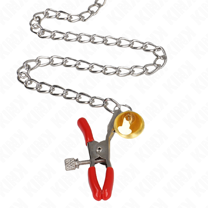 KINK - MORSETTI PER CAPEZZOLI E CLITORIDE TRIPLI ROSSI CON CATENA 30 CM